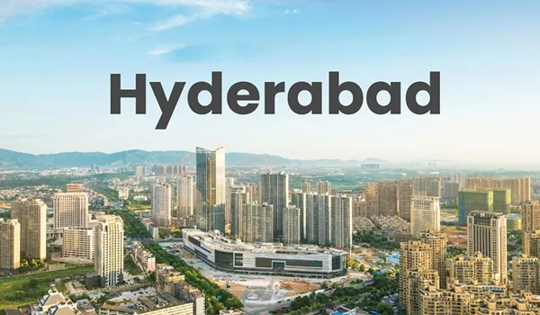 Hyderabad city skyline across the south-west residential and technology corridor around Gachibowli, the Financial District and Kismatpur