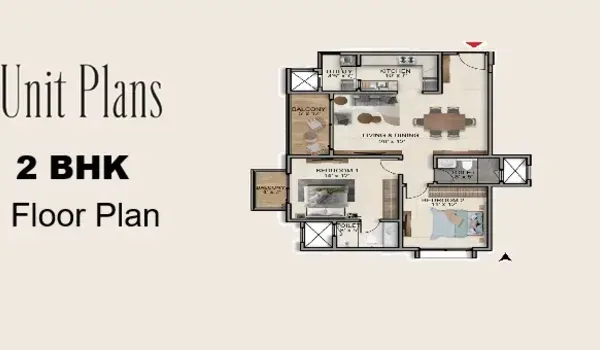 2 BHK floor plan layout of 1,150 and 1,400 sq. ft. apartments at Sobha Amara Kismatpur Hyderabad