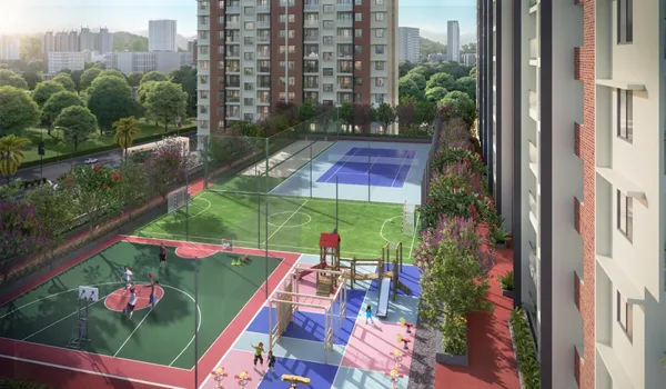 Outdoor sports court for basketball within the recreation zone at Sobha Amara Hyderabad