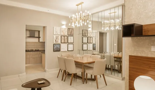 Dining area interior adjoining the living space in a Sobha Amara 3 BHK apartment