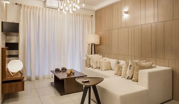 Naturally lit living room interior of a high-rise apartment at Sobha Amara Kismatpur Hyderabad