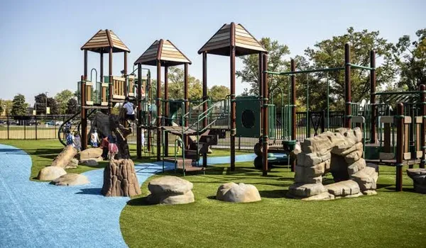 Outdoor children play equipment in the family recreation zone of the Sobha Amara residential community